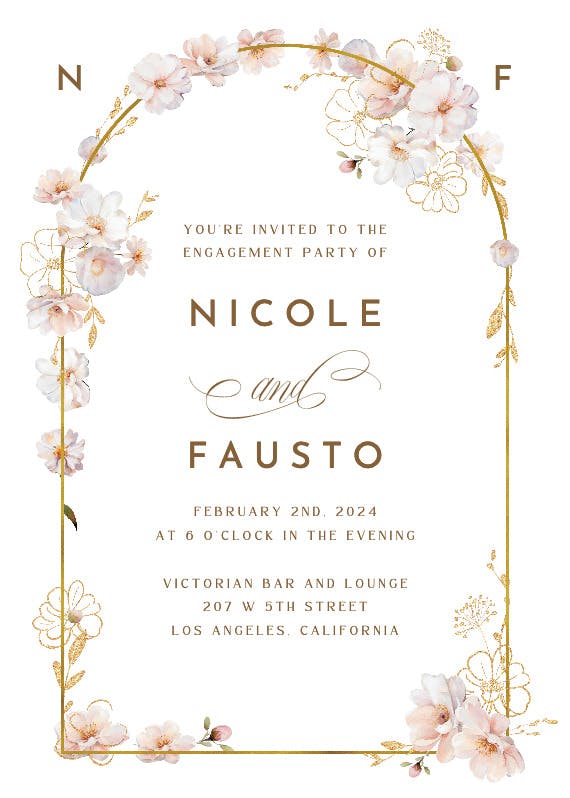 Surrounded by blooms - engagement party invitation