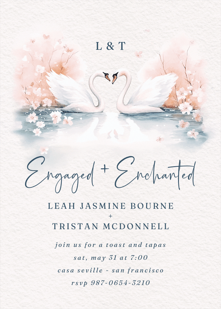 Swan story - engagement party invitation