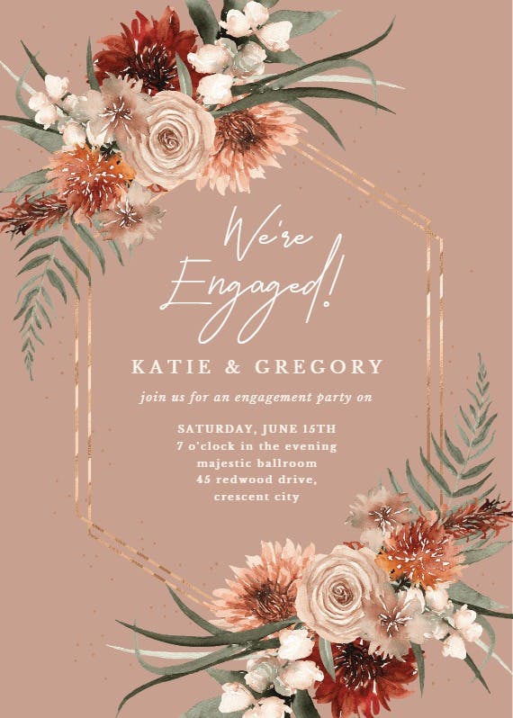 Terracotta frame - engagement party invitation