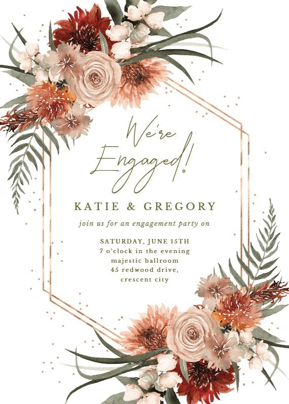 Terracotta frame - engagement party invitation