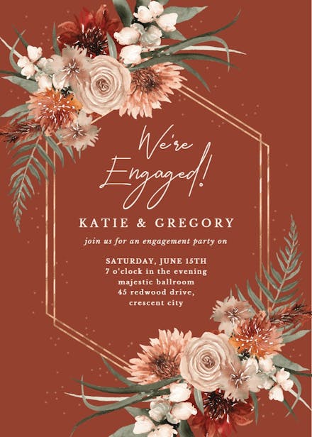 Terracotta frame - engagement party invitation