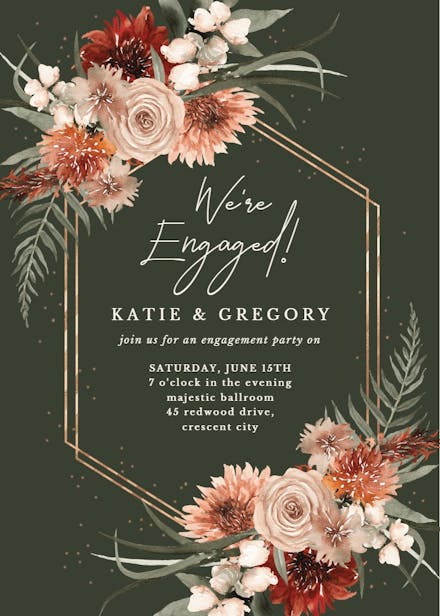 Terracotta frame - engagement party invitation