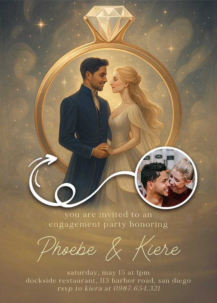 The golden vow - engagement party invitation