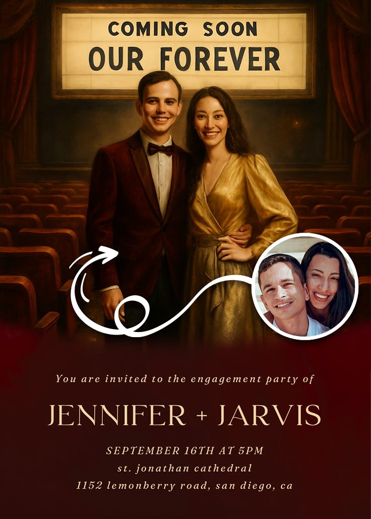 The premiere of us -  invitación para fiesta de compromiso