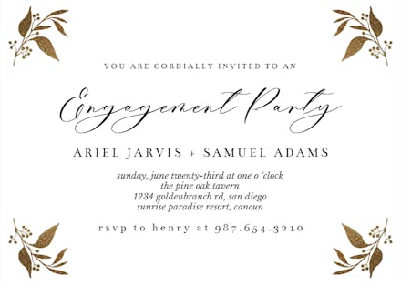 Tiny Gold Botanical - Engagement Party Invitation