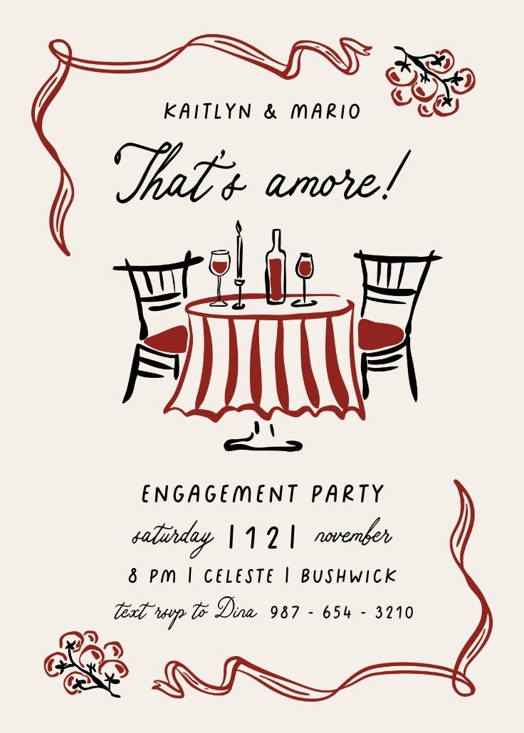 Tomattino -  invitación para fiesta de compromiso