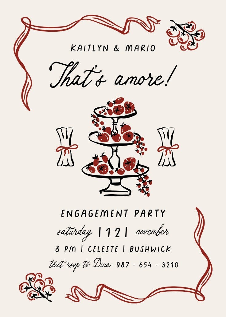 Tomattino -  invitación para fiesta de compromiso