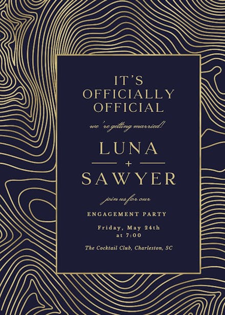 Topographic motif - engagement party invitation