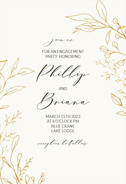 Traces Of Leaves - Engagement Party Invitation Template | Greetings Island