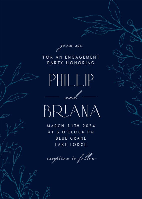 Traces of leaves - engagement party invitation
