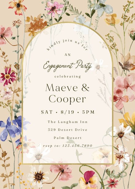 Transparent meadow arch - engagement party invitation