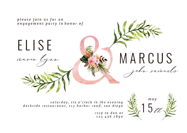 Tropical letters - engagement party invitation