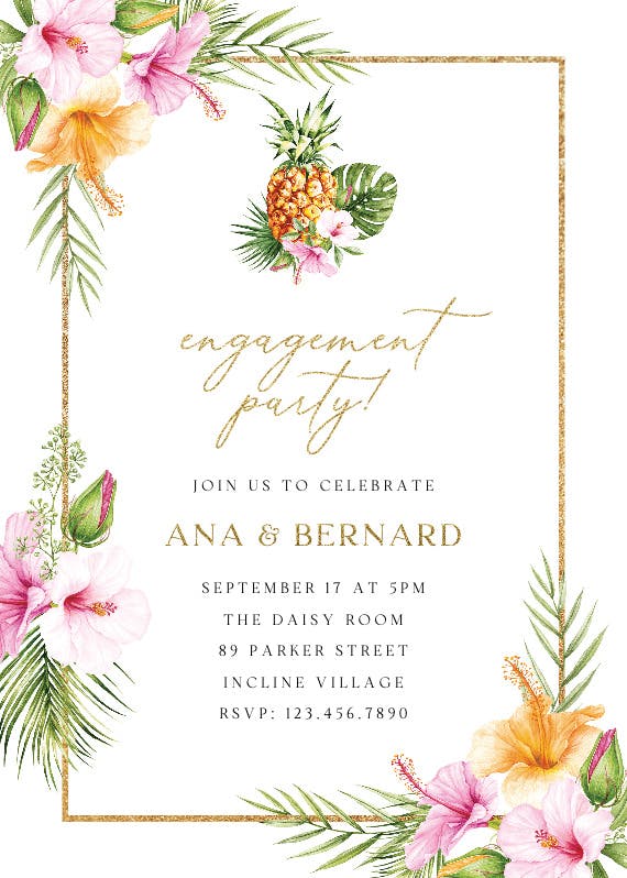 Tropical pineapple -  invitación para fiesta de compromiso
