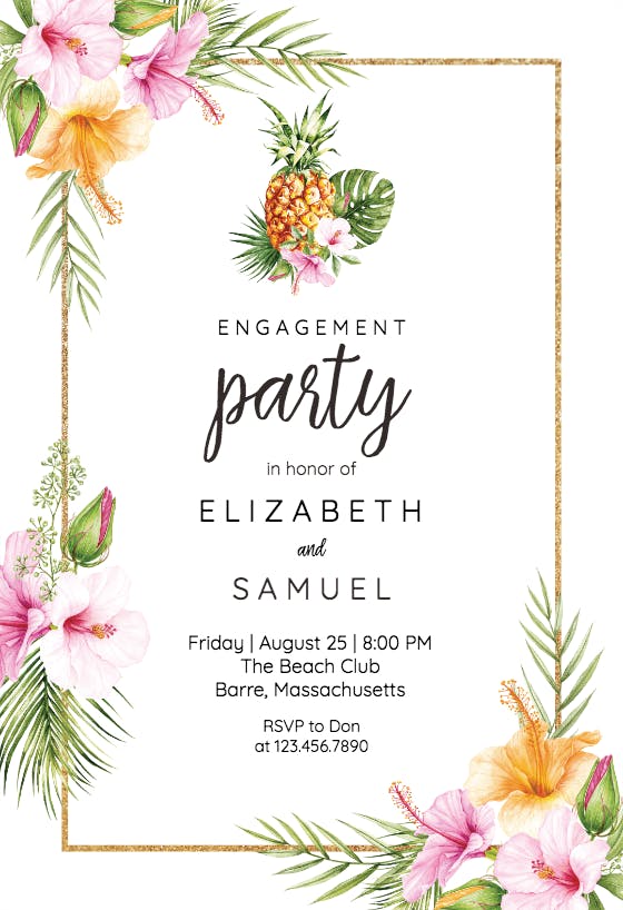 Tropical pineapple - engagement party invitation