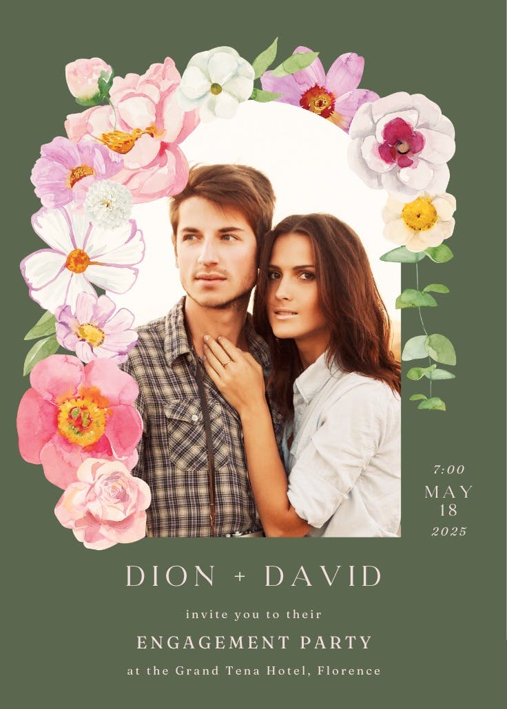 Vibrant love story - engagement party invitation
