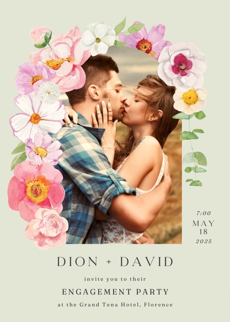 Vibrant love story - engagement party invitation