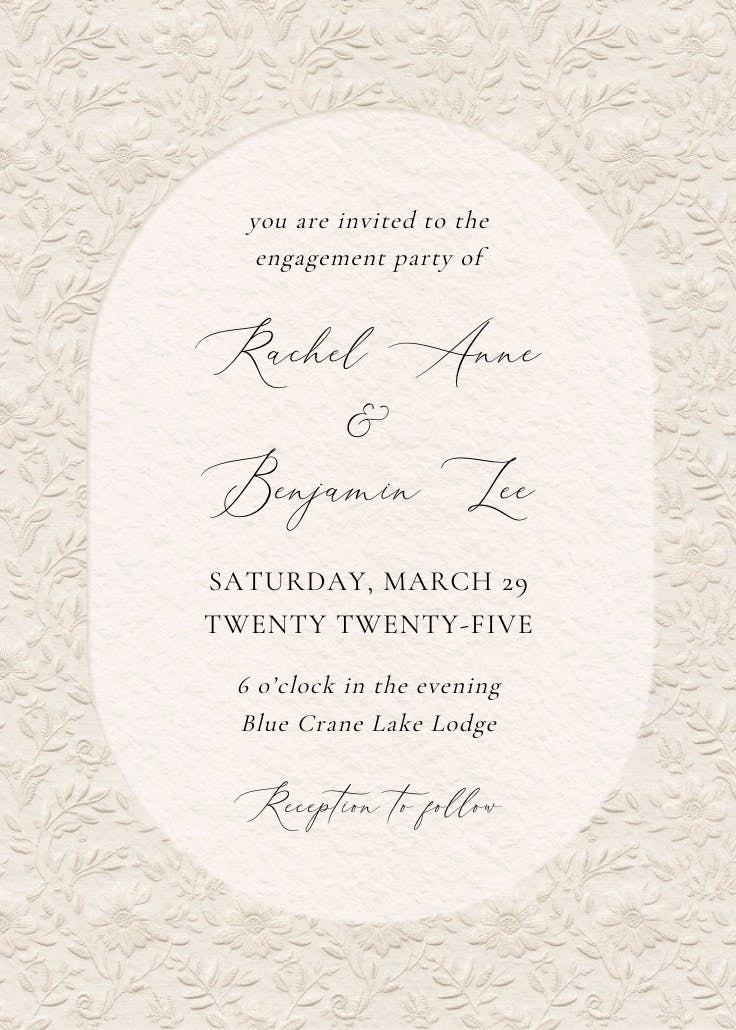 Vintage lace -  invitación para fiesta de compromiso