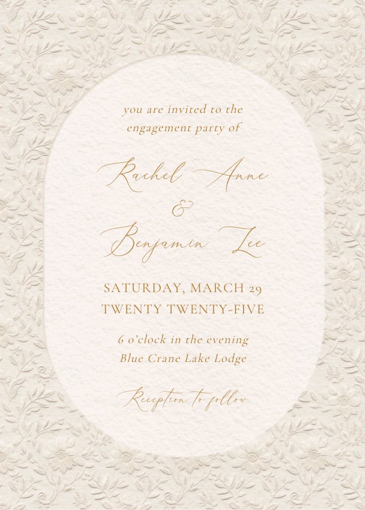 Vintage lace -  invitación para fiesta de compromiso