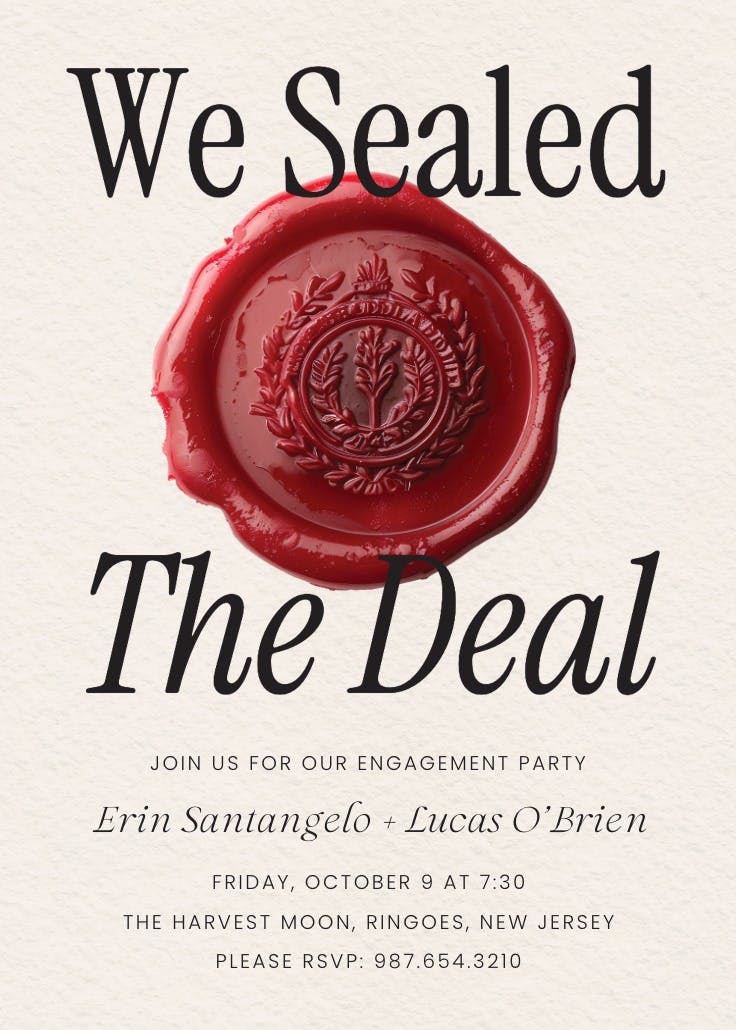 Vintage seal -  invitación para fiesta de compromiso