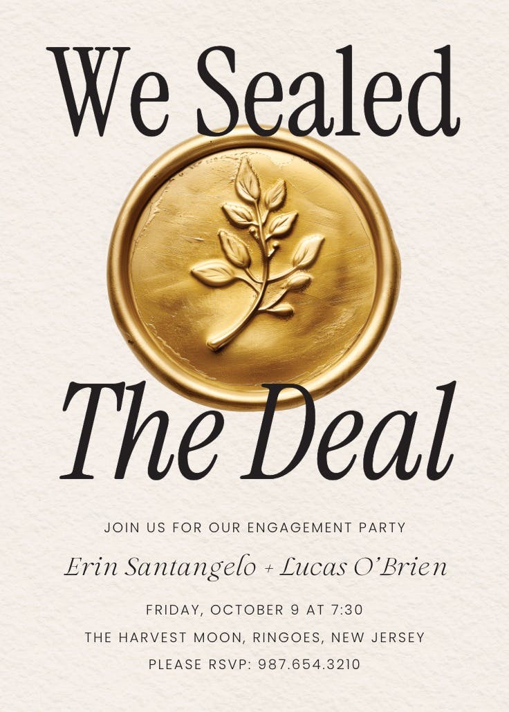 Vintage seal -  invitación para fiesta de compromiso