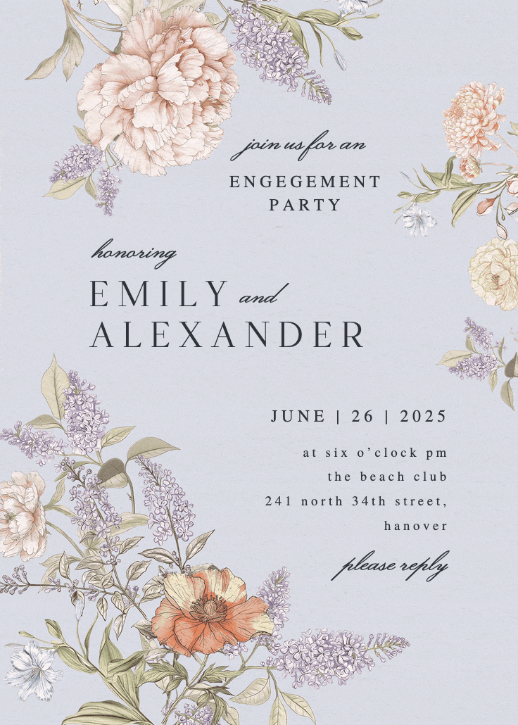 Vintage sketch -  invitación para fiesta de compromiso