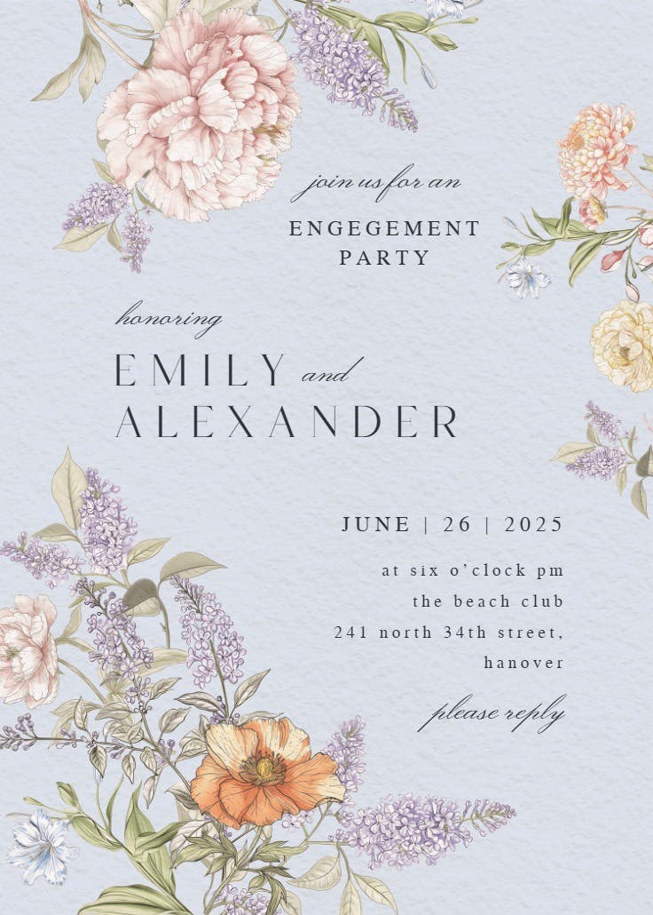 Vintage sketch -  invitación para fiesta de compromiso