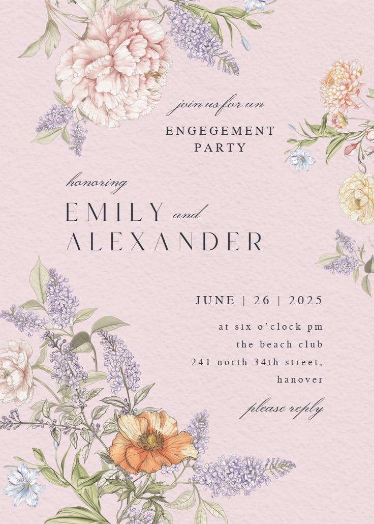 Vintage sketch -  invitación para fiesta de compromiso