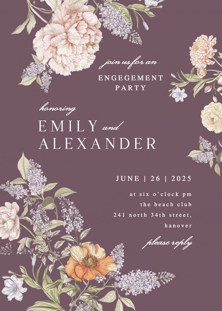 Vintage sketch -  invitación para fiesta de compromiso