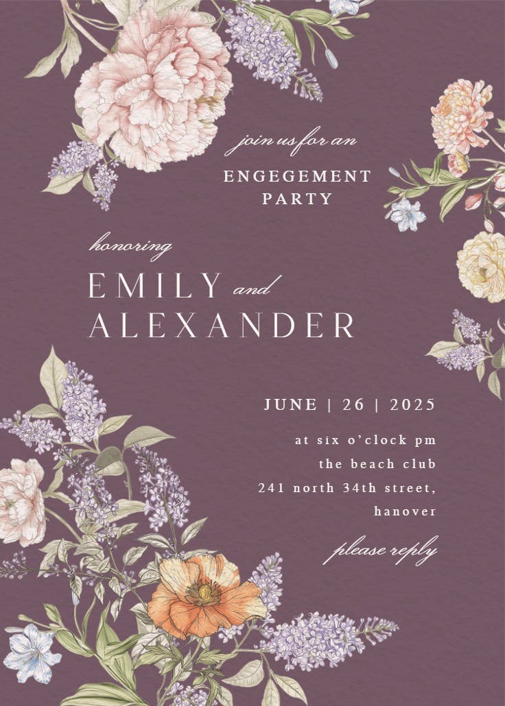 Vintage sketch -  invitación para fiesta de compromiso