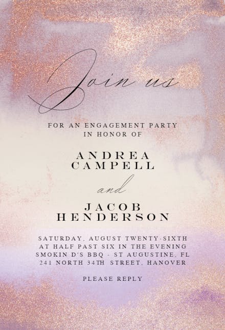 Violet Glitter - Engagement Party Invitation