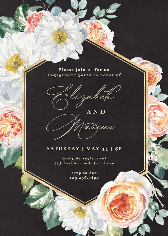 Watercolor floral geometric -  invitación para fiesta de compromiso