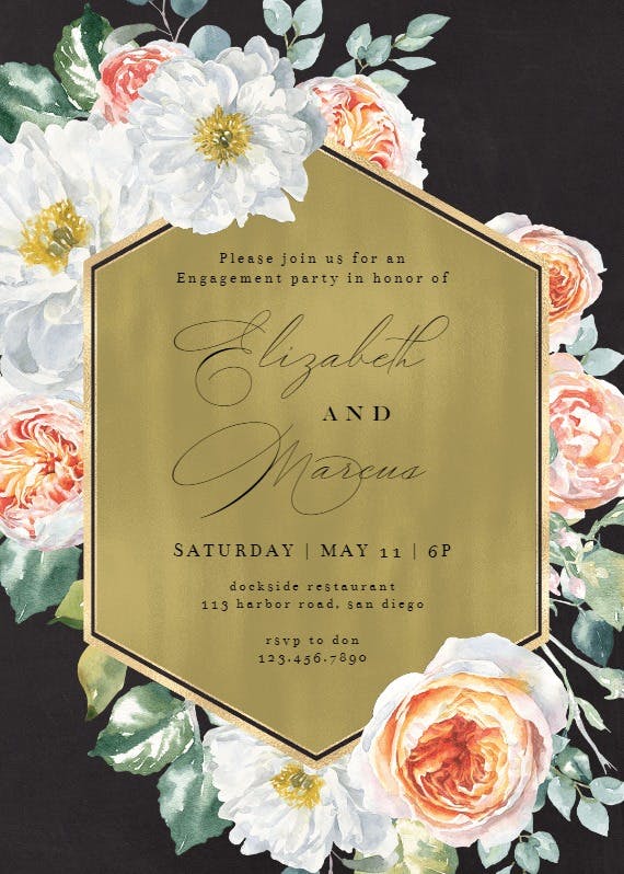 Watercolor floral geometric - engagement party invitation