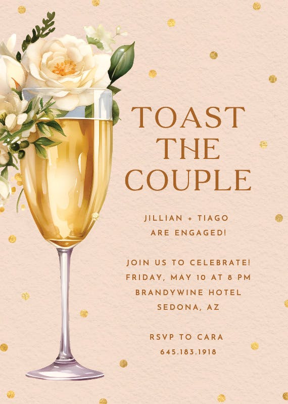 Watercolor toast -  invitación para fiesta de compromiso