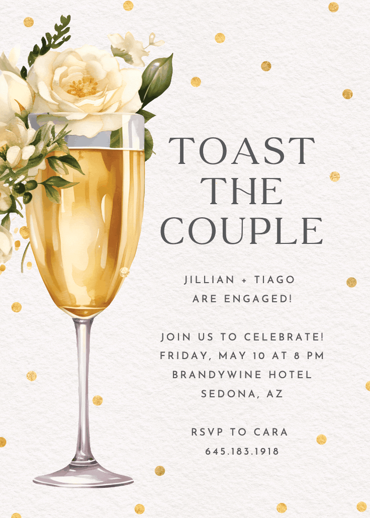 Watercolor toast - engagement party invitation