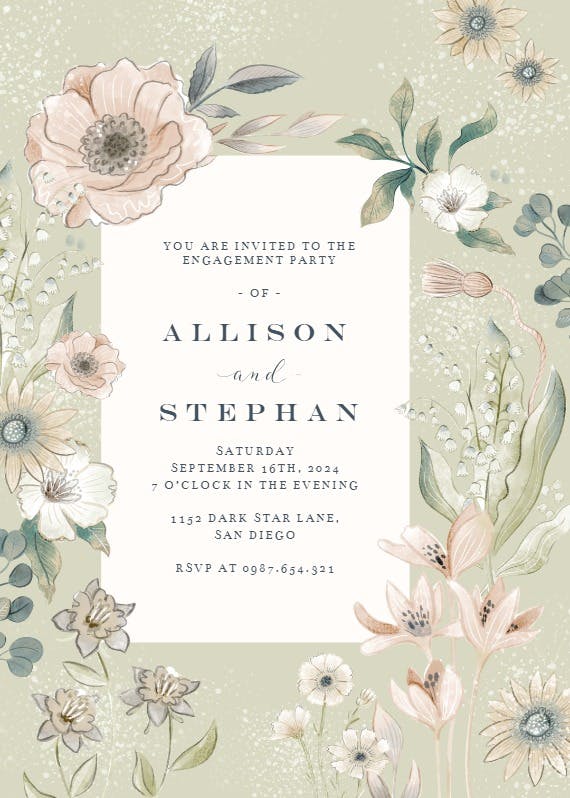 Whimsical blush - engagement party invitation