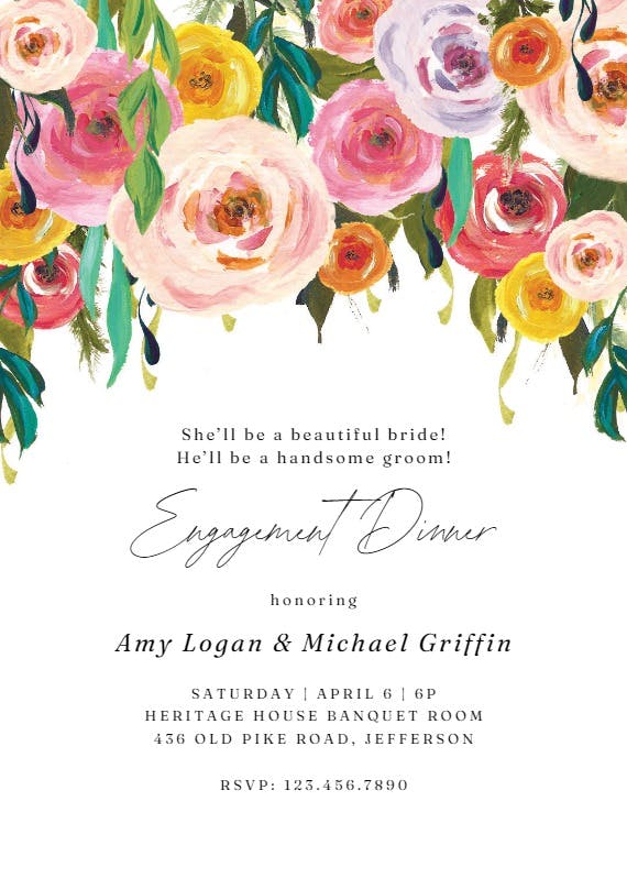 Whimsical bouquet - engagement party invitation