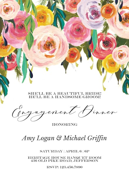 Whimsical bouquet - Engagement Party Invitation