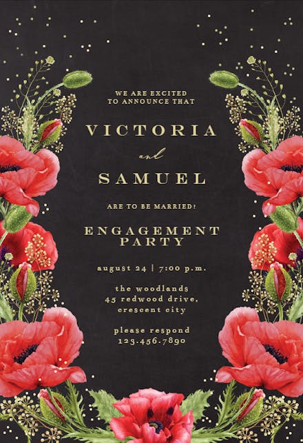 Spring Border - Engagement Party Invitation Template (Free) | Greetings ...