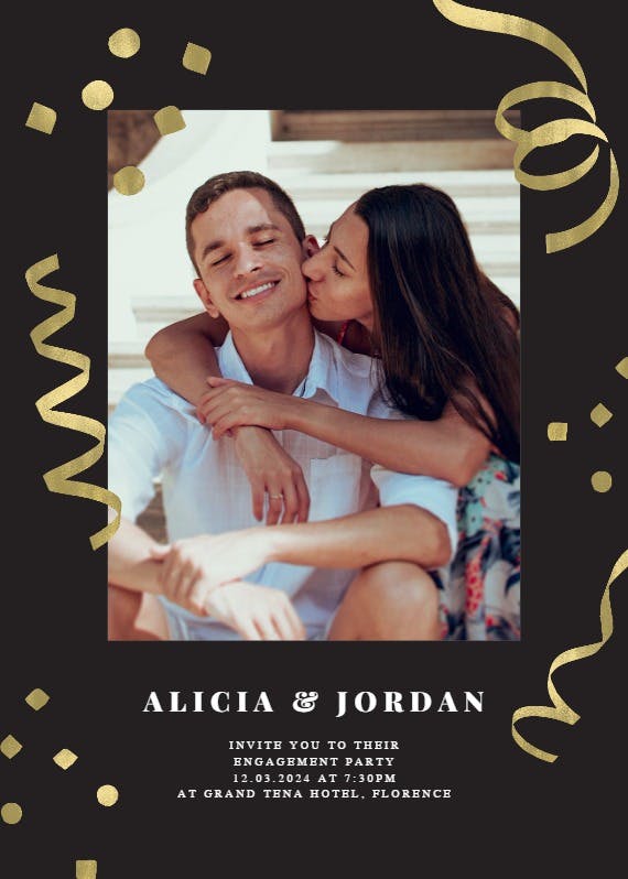 Whimsical ribbons - engagement party invitation