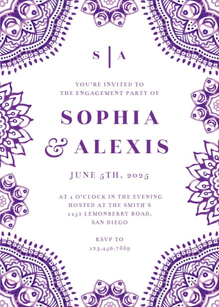 White and blue - engagement party invitation