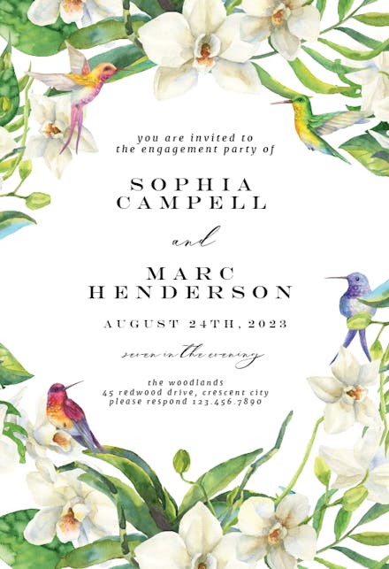 White Orchids - Engagement Party Invitation