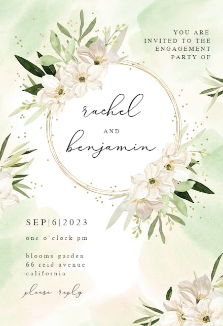 White Romantic - Engagement Party Invitation