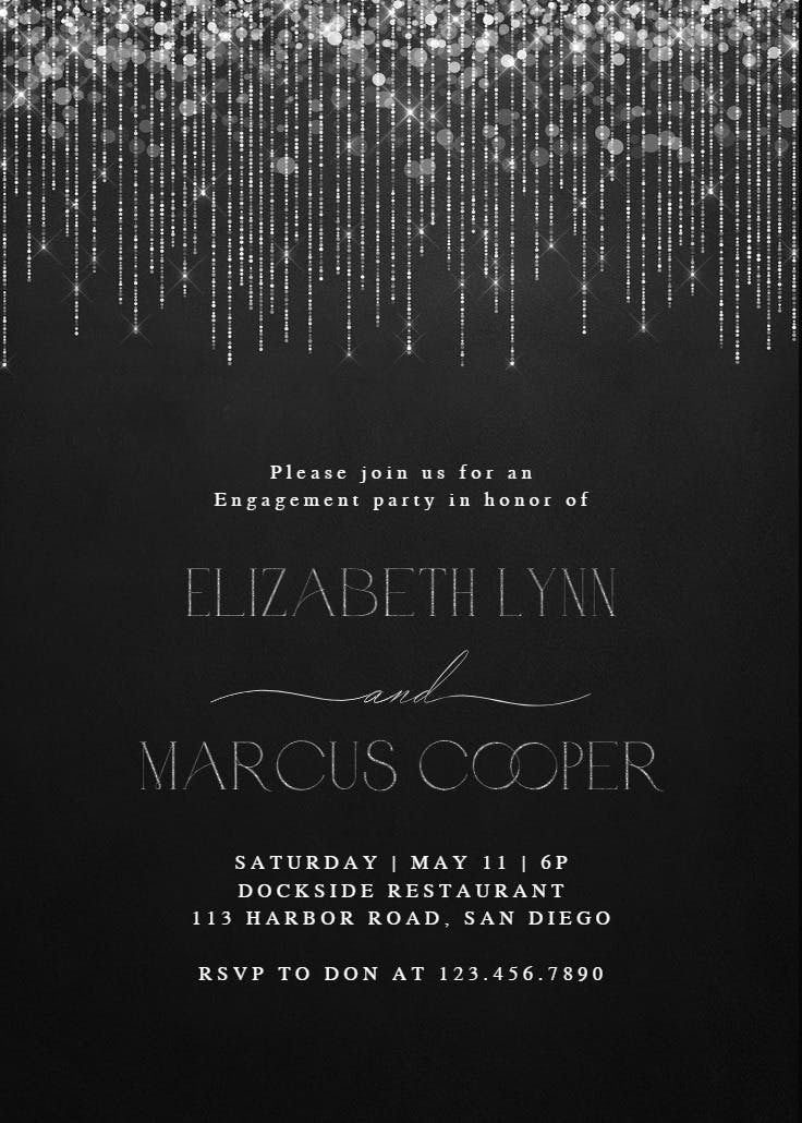 White string lights - engagement party invitation