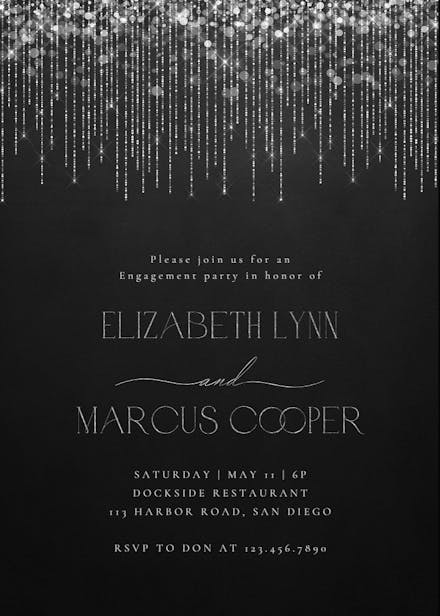 White string lights - engagement party invitation