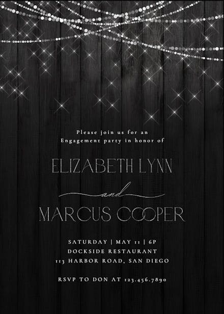 White string lights - engagement party invitation