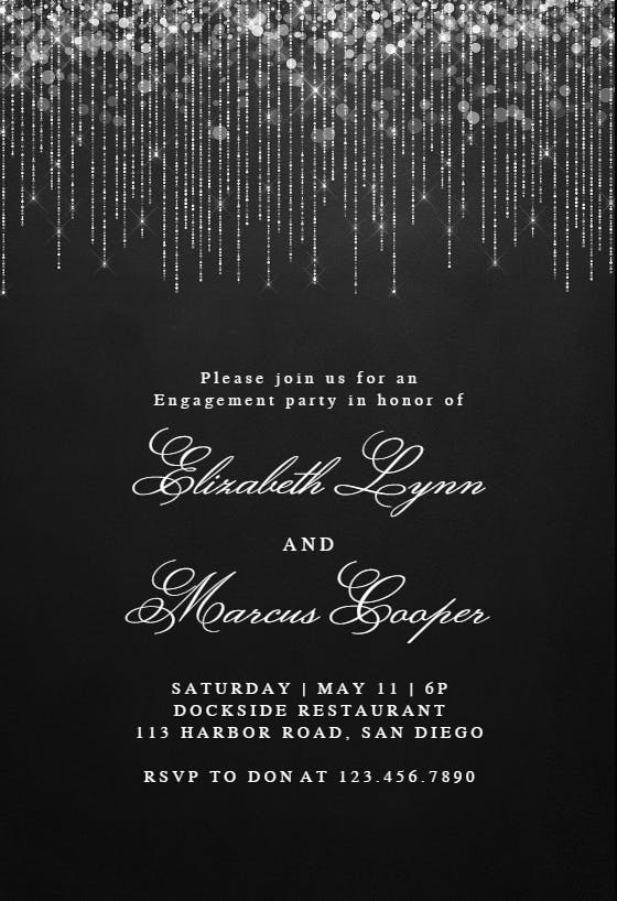 White string lights - engagement party invitation