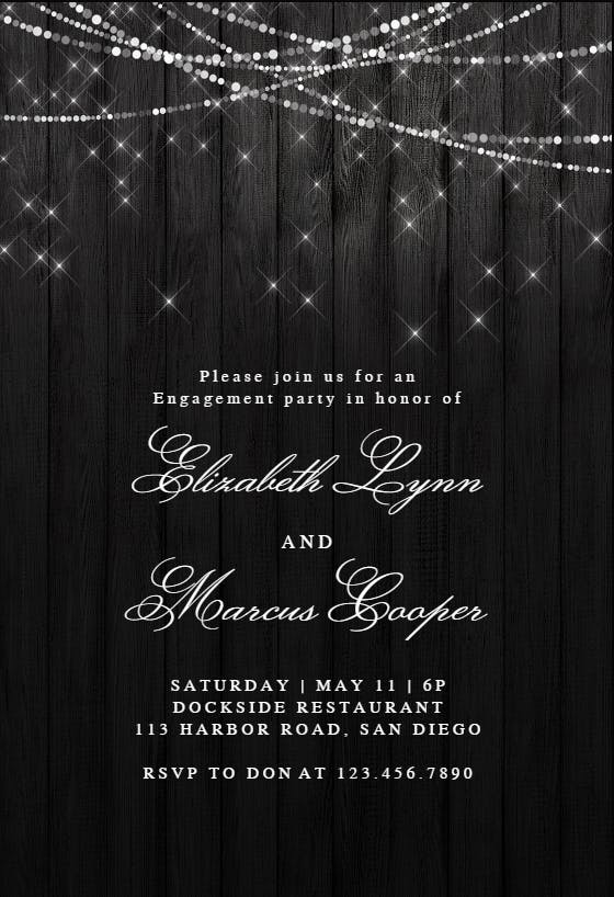 White string lights - engagement party invitation