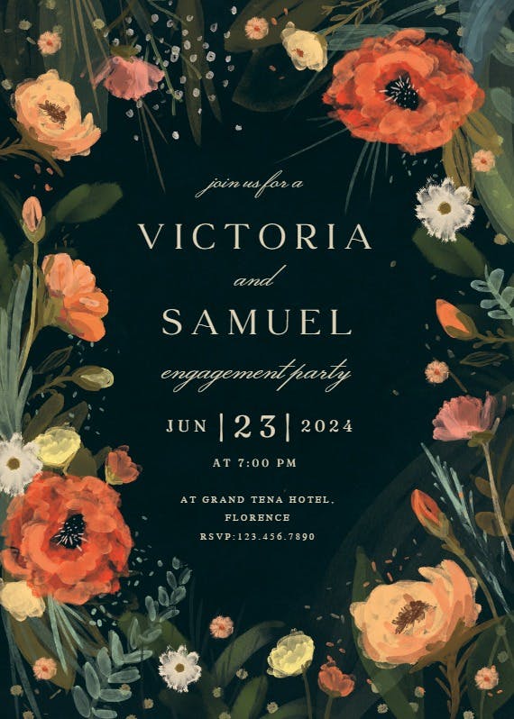 Wild flowers - engagement party invitation