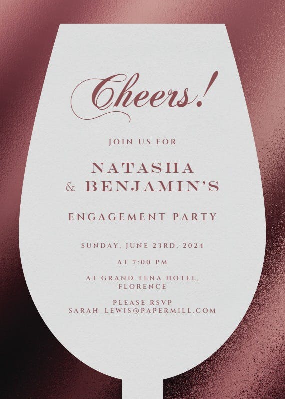 Wine glass - engagement party invitation