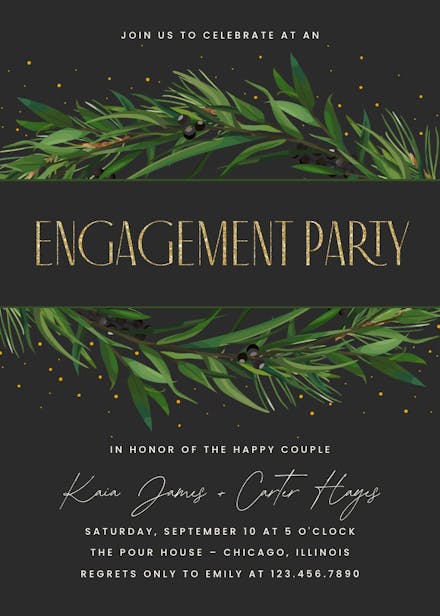 Winter wreath - engagement party invitation